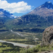 Triangular Cerro Palo and Cerro Castillo (2675 meters high), the ghost castle of Patagonia